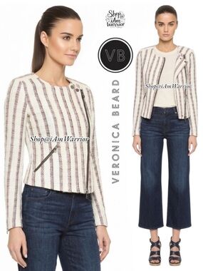 Veronica Beard striped zipped moto jacket *shop@iamwarrior